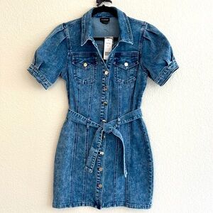 Bebe Denim Button Front Mini Dress Size 6- NWT